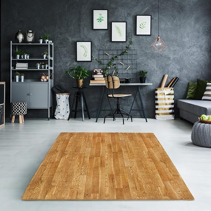 Sorbus Wood Grain Floor Mats Foam Interlocking Mats Each Tile 1 Square Foot 3/8-Inch Thick Flooring Wood Mat Tiles - Home Office Playroom Basement Trade Show (16 Tiles,16 Sq ft, Wood Grain - Pine)