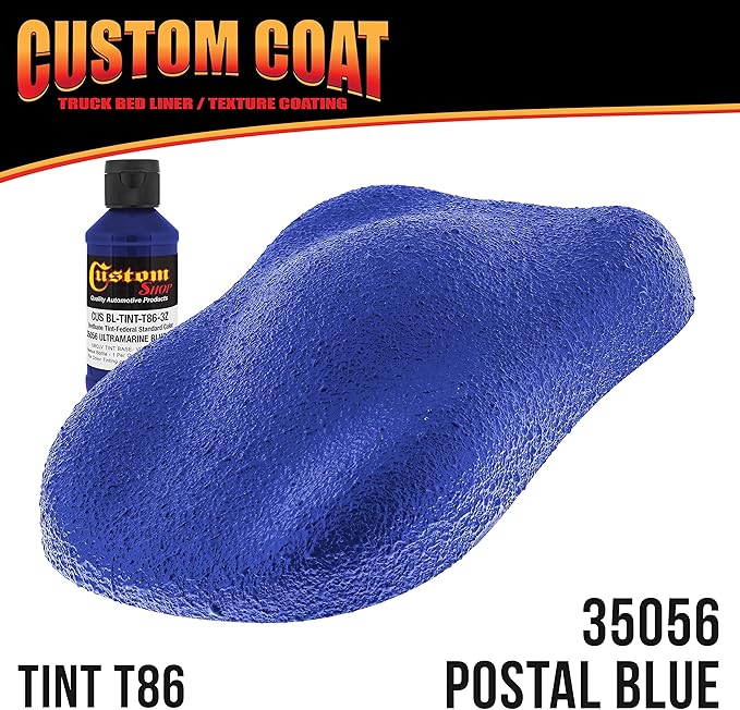 Custom Coat Federal Standard Color # 35056 Ultramarine Blue T86 Urethane Spray-On Truck Bed Liner, 1 Quart Kit with Spray Gun and Regulator - Durable Textured Protective Coating - Easy Mix Car Auto