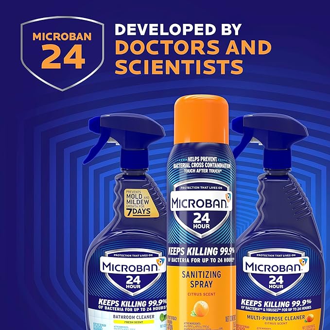 Microban 24 Hour Disinfectant Sanitizing Spray, Fresh Scent, 15oz