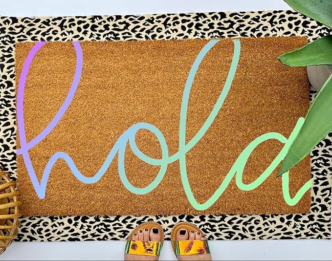 Fun Entrance Mat Hola Ombre Coconut Doormat, Welcome Mat Indoor Outdoor Entrance Anti-Slip Decor 30x18in