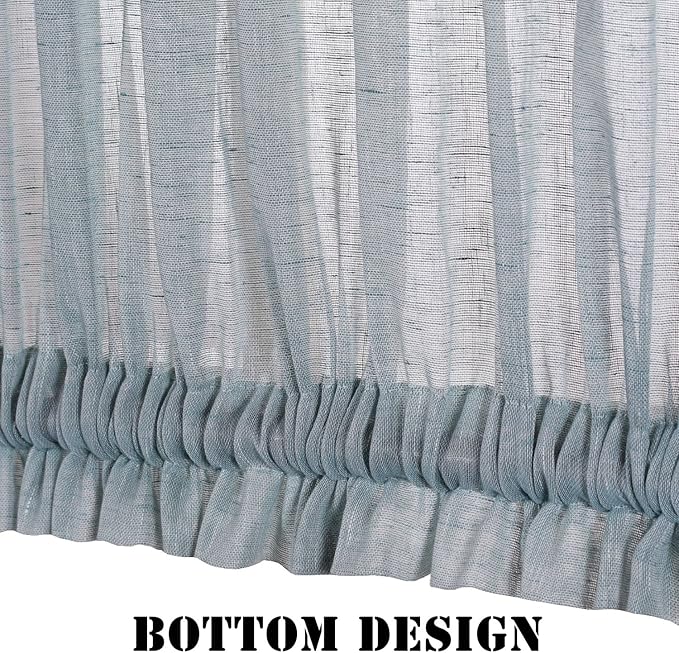 H.VERSAILTEX French Door Curtains for Door Window, Privacy Light Filtering Sheer Curtains for Decoration, Window Drapes with Rod Pocket and Tie Back, Teal, 25 x 72 inches, 1 Panel