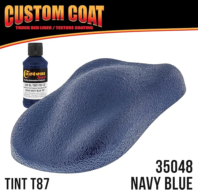 Custom Coat Federal Standard Color # 35048 Navy Blue Urethane Spray-On Truck Bed Liner, 2 Gallon Kit with Spray Gun and Regulator - Durable Textured Protective Coating - Easy Mix Car Auto