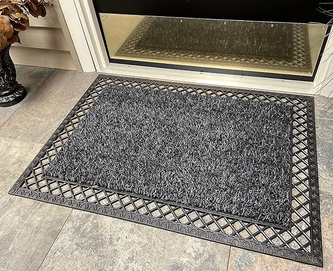 Clean Machine 10376932 French Quarter Astroturf Dirt Trapper Doormat, 22.25" x 35.25", Flint Gray