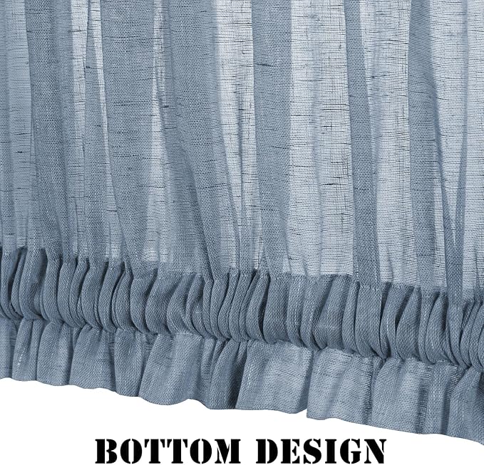 H.VERSAILTEX Curtain for Door Window, French Door Blinds, Privacy Semi Sheer Side Window Curtains for Front Door with Rod Pocket and Tie Back, Denim, 25 x 40 inches, 1 Panel