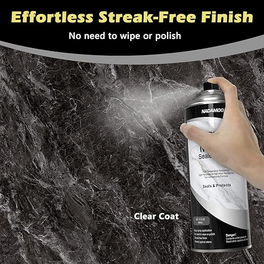 NADAMOO 2K Granite & Marble Sealer Spray, 2-Parts Formula Sealant with Stronger Adhesion and Enhanced Wear Resistance, Seal & Protect Kitchen & Bath Surfaces, Clear, 2 Cans