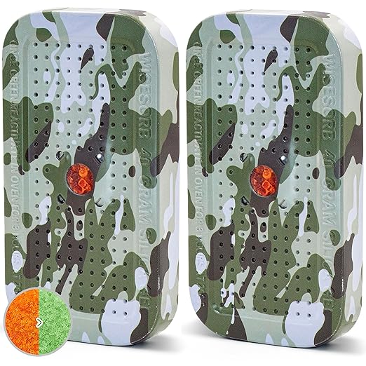 Wisesorb 40 Gram Gun Safe Dehumidifier Camouflage, Rechargeable Desiccant Canister Dehumidifier Bags, Reusable Silica Gel Packets Moisture Absorbers for Car, Bathroom, Basement [2 Pack]