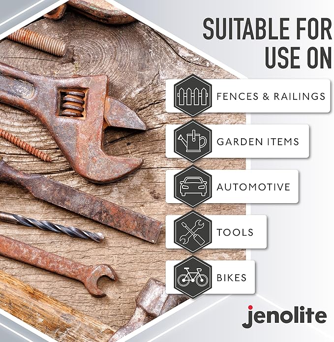 JENOLITE Original Rust Remover for Metal - Fast Acting Liquid with Trigger Spray - Industrial Strength, Removes Rust Back to Bare Metal - 500ml (16.9 fl oz)