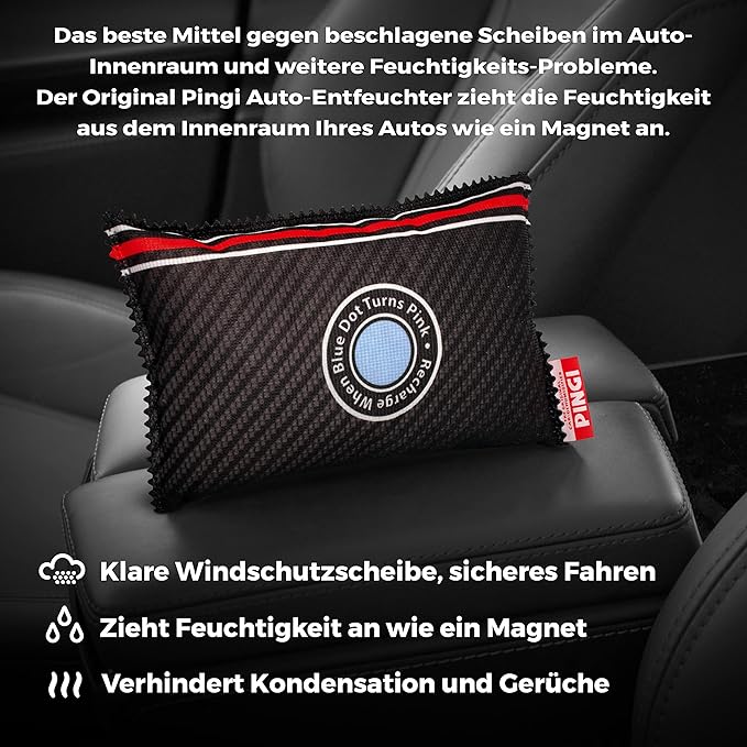 Pingi Dehumidifier Car and Home - Absorbs Moisture Condensation Damp Keeping Windscreens Clear - 100% Leakproof & Reusable Bag - 1 x 300g