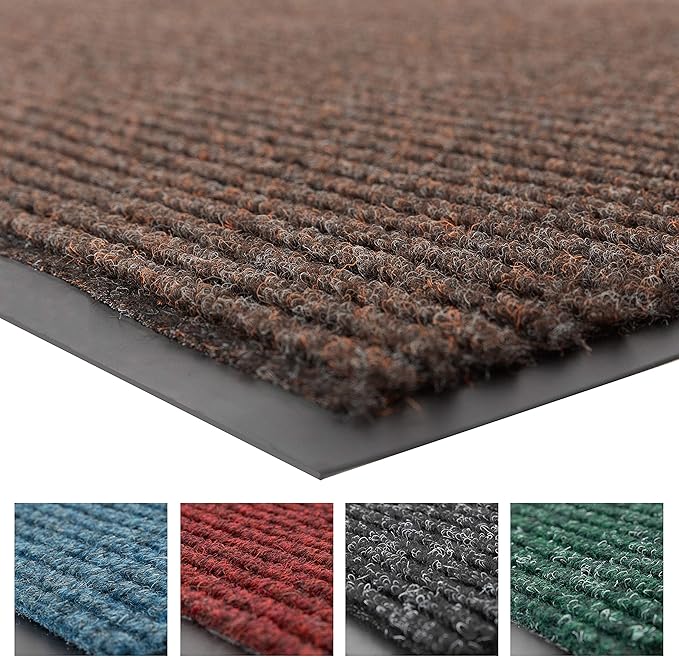 Notrax 109 Brush Step Carpeted Indoor/Outdoor Entrance Mat for Home or Office, 4' X 8', Absorbent Slip Resistant Heavy Duty Entry Mat, Brown, 109S0048BR
