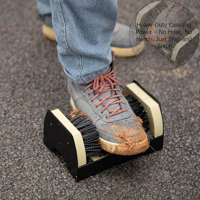 Heavy Duty Classic Outdoor Boot Scraper & Shoe Cleaner Brush with Stiff Bristles Metal Frame Portable or Floor Mounted for Entryways Barns Farms Garages Removes Mud Snow Sand Fits