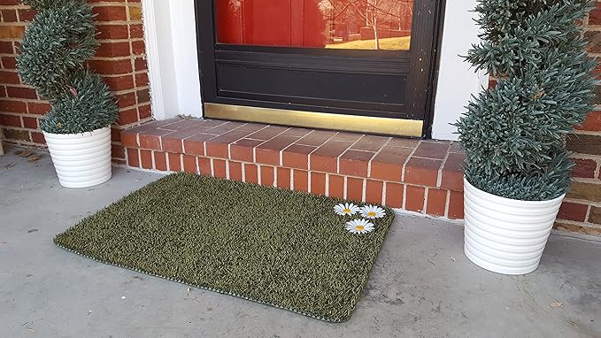 CLEAN MACHINE 10376914 Astroturf Dirt Trapper Doormat, 23.5" x 35.5", Daisy Urban Green