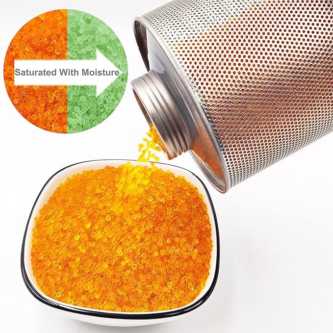Wisesorb 750 Grams 3 Pack Gun Safe Dehumidifier, Reusable Canister Desiccant Dehumidifier, Rechargeable 1.65 Lbs Indicating Silica Gel Orange To Green, Pack of 3