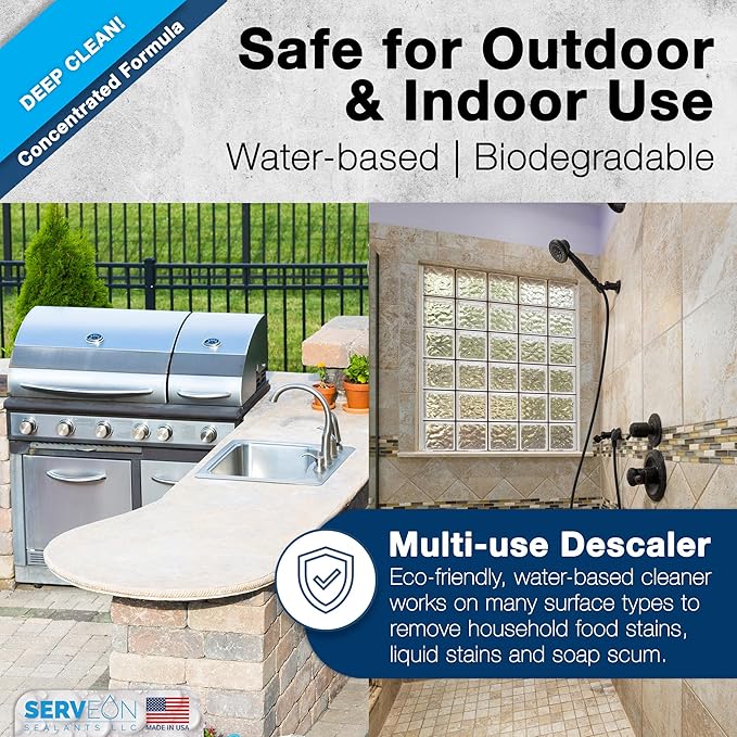 Serveon Sealants Concrete Cleaner (Concentrated Formula) Grout Stone Cleaner Water-Based Commercial Grade Outdoor Indoor Oil Stain Remover for Driveways Pavers Patios (1 Gallon) H2600