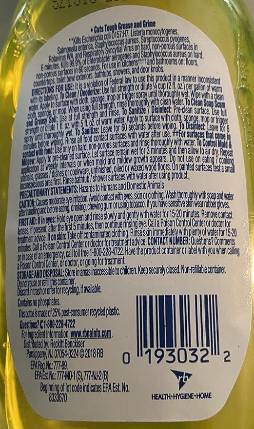 Lysol Clean & Fresh Multi-Surface Cleaner - Pourable Sparkling Lemon & Sunflower 10.75 oz.