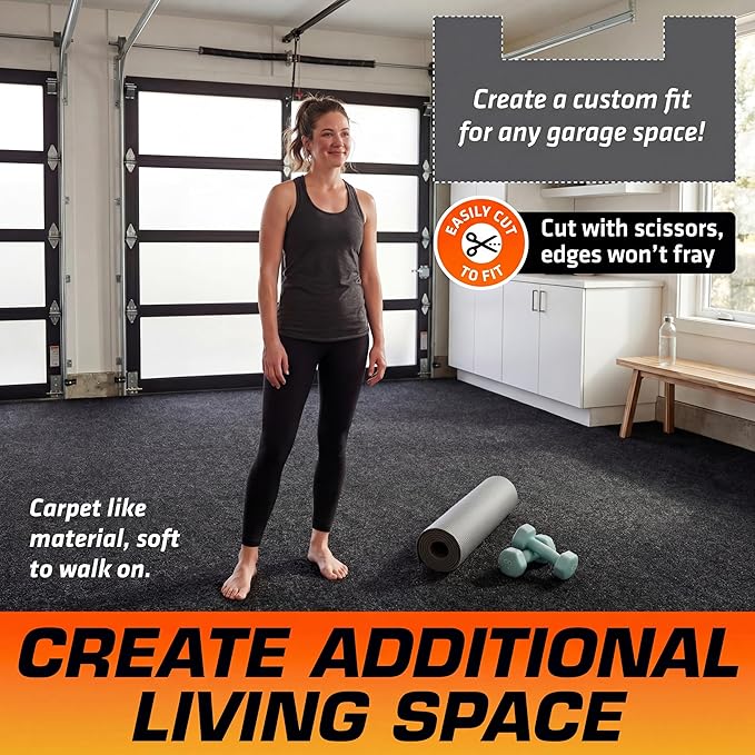 Armor All Garage Floor Mat (20' x 7'4"), Waterproof Garage Flooring, Absorbent, Premium Oil Spill Resistant Garage Pad, Durable, Protects Surfaces (Includes Double Sided Tape) (USA Made)