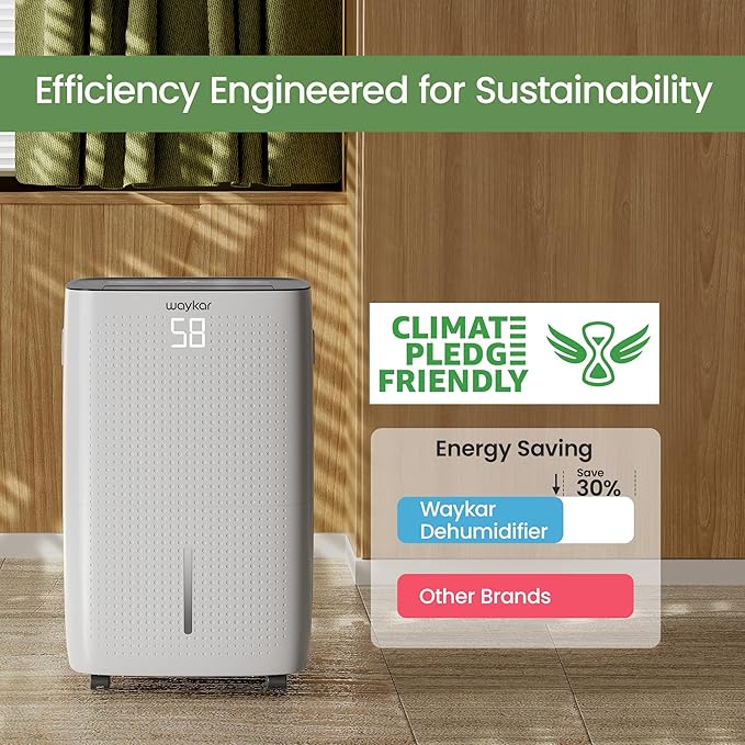 Waykar 150 Pints Energy Star Dehumidifier for Spaces up to 7,000 Sq. Ft at Home, in Basements and Large Rooms with Drain Hose and 2.11 Gallons Water Tank