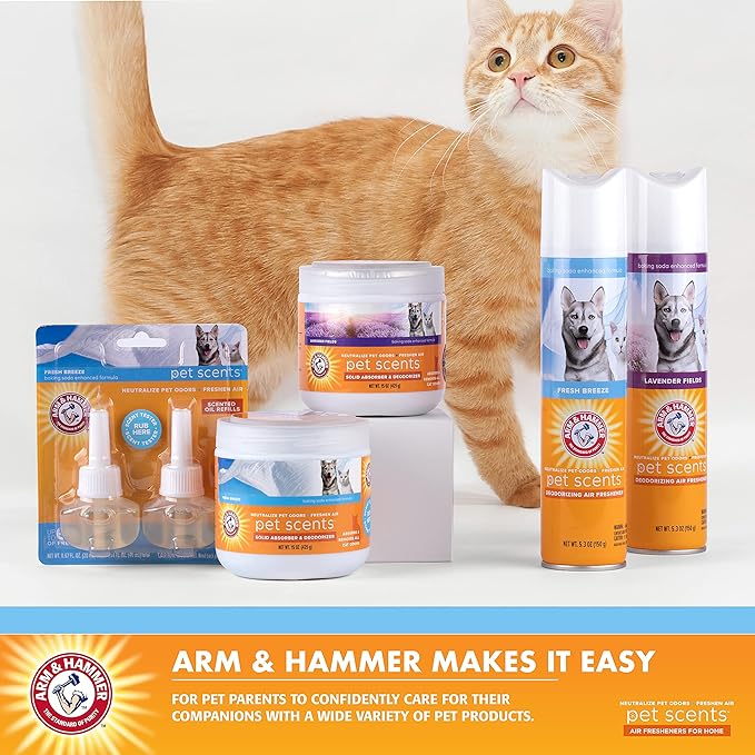 Arm & Hammer Pet Scents Gel Odor Eliminator, Solid Baking Soda Deodorizer for Pet Areas, Homes, Litter Boxes, and Rooms, Long-Lasting Odor Control, Fresh Breeze Scent, 15 Oz