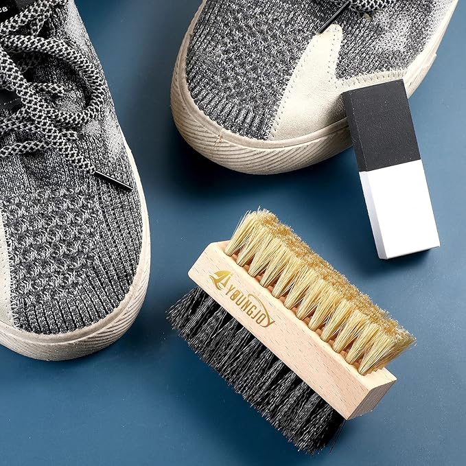 2 Pcs Sneaker Cleaning Brush Shoes Shine Dauber Suede Brush Nubuck Cleaner Crepe Applicators Suede Eraser Set(Dual with Eraser)