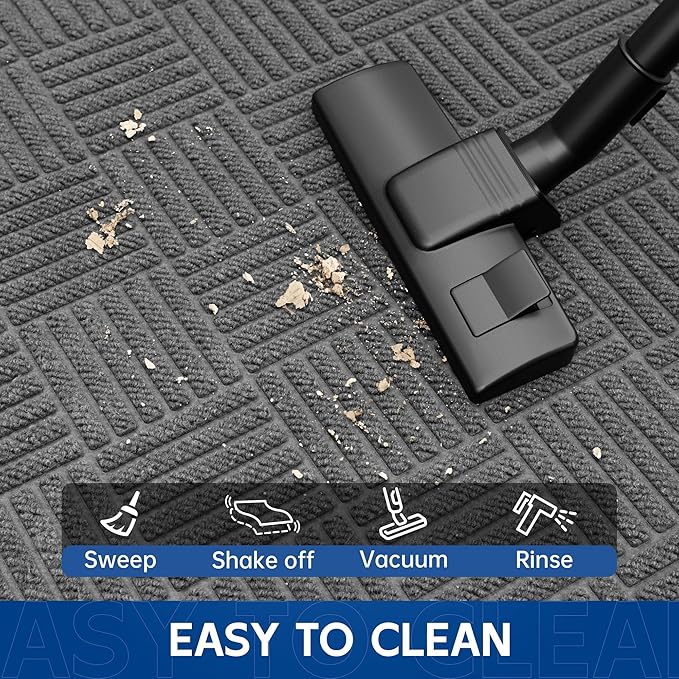 Durable Indoor Outdoor Door Mat, 4' x 3' Heavy Duty Front Door Mat for Entryway, Non-Slip Backing, Stain and Fade Resistant, Absorbent Commercial Floor Mat for High Traffic Area, Gray-Diamond