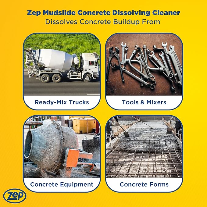 Zep Mudslide Concrete Dissolving Cleaner - 5 Gallon (Each) - 599435 - Remove Build-up and Residues without the use of Corrosive and Irritating Mineral Acids