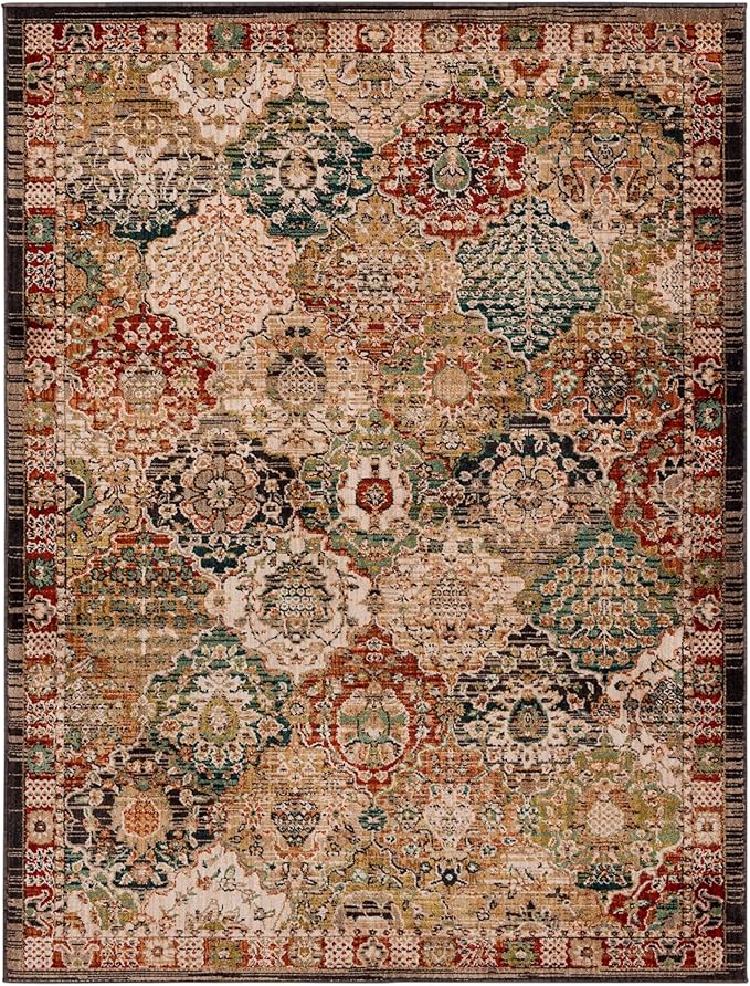 Mohawk Home Nikoleta Traditional Geometric; Ornamental Medium Brown 5' 3" X 7' Area Rug Perfect for Living Room, Dining Room, Office, Kitchen, Entryway, Hallway