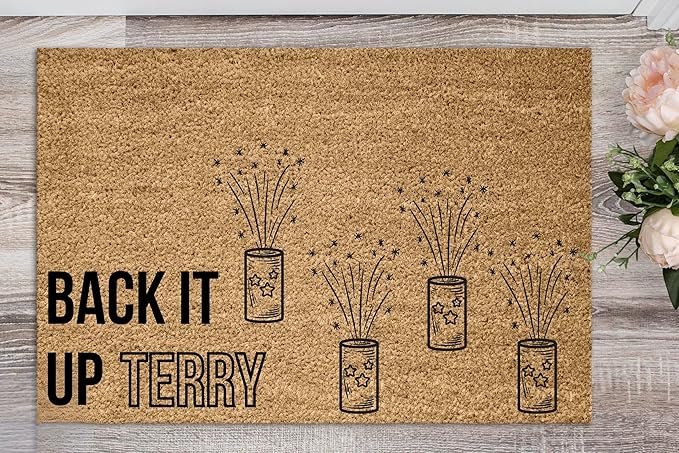 Doormat That Says Back It Up Terry, Funny 4th of July Doormat, Welcome Mat, Porch Decor, Independence Day Mat Home Decoration Non-Slip Door Mat 32x20in