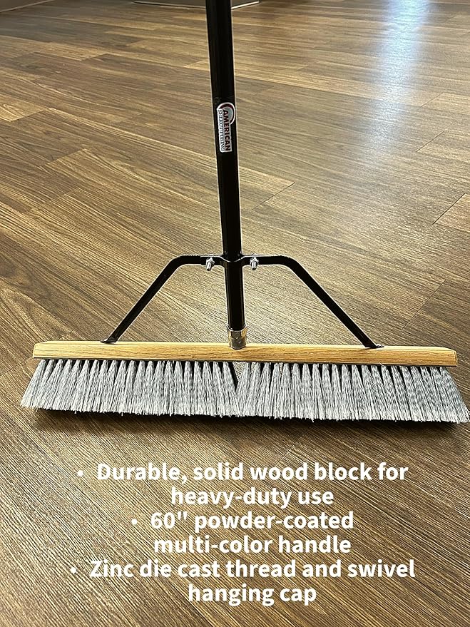 Pbma24004-2 Heavy Duty 24" Multi-Surface Push Broom with Silver/Black Handle (2 Pack)