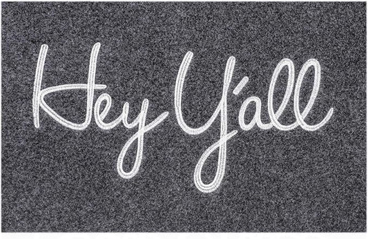 Front Door Indoor Outdoor Entrance Doormat Grey Rubber Welcome Door Mat Hey Y'all Doormat Anti Slip Easy to Clean Corridor Patio Entry Mat