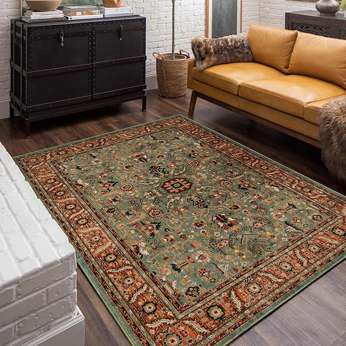 Mohawk Home Celine Traditional Ornamental Aqua Blue 2' X 7' Area Rug Perfect for Living Room, Dining Room, Office, Kitchen, Entryway, Hallway