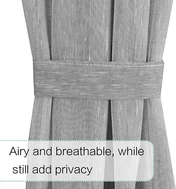 H.VERSAILTEX Door Curtains, Light Filtering Curtains, Privacy Semi Sheer Side Window Curtains for Front Door with Rod Pocket and Tie Back, New Dove, 25 x 40 inches, 1 Panel