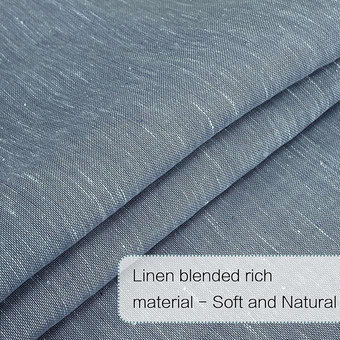 H.VERSAILTEX Linen Sidelight French Curtains for Front Door, Light Filtering Privacy Semi Sheer Door Window Curtains with Rod Pocket and Tieback, 1 Panel, Denim, 25W X 72L Inch