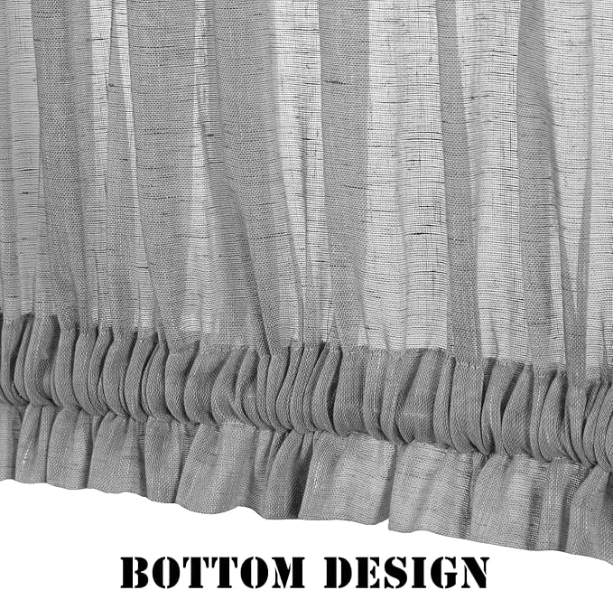 H.VERSAILTEX Linen Side Light Linen Texture Semi Sheer Narrow French Door Panels for Front/Glass Door, Window - 25 Inch L x 72 Inch W x 1 Panel,New Dove