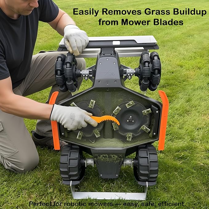 Robot Mower Blade Cleaning Tools Compatible with Mammotion Luba & Yuka Series – Hook & Brush Kit for Removing Grass Buildup Under Blades and Maintaining Cutting Performance (Orange)