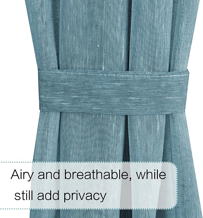 H.VERSAILTEX Door Window Curtains, French Door Curtains, Privacy Semi Sheer Front Door Curtains for Glass Window with Rod Pocket and Tie Back, Turquoise, 25 x 40 inches, 1 Panel