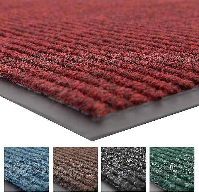 Notrax 109 Brush Step Carpeted Indoor/Outdoor Entrance Mat for Home or Office, 3' X 4', Absorbent Slip Resistant Heavy Duty Entry Mat, Red/Black, 109S0034RB