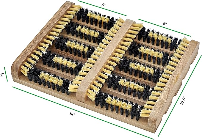 Superio Shoe and Boot Scraper, Outside Shoe Scrubber Brush 10.5 X 14 Inch - Cleans Deep Removes All Outdoor Dirt, Snow, Mud and Sand. Construction, Hiking Cleaner (Wood 1-Pack)