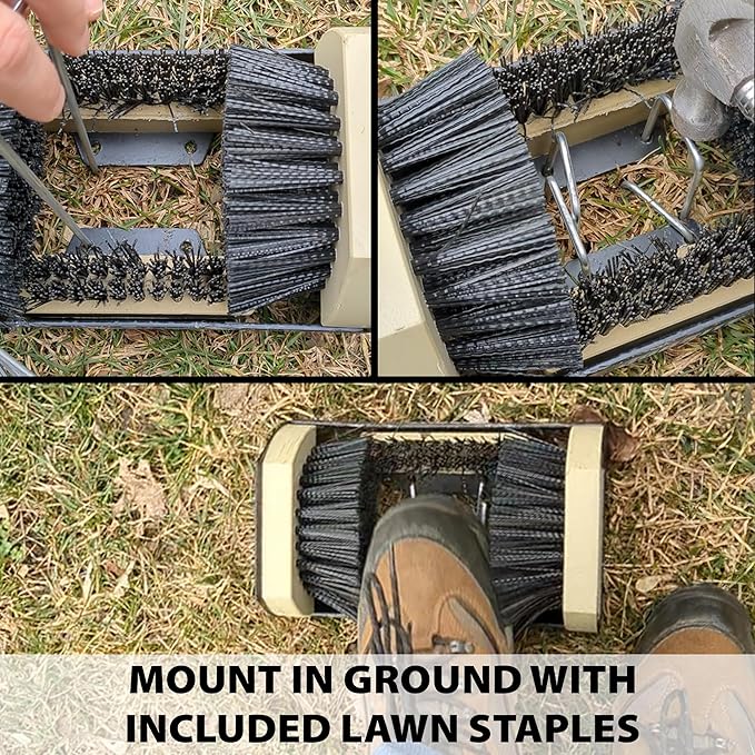 JobSite The Original Boot Scrubber - Includes Stakes for Grass Mounting - All Weather Industrial Shoe Cleaner & Scraper Brush