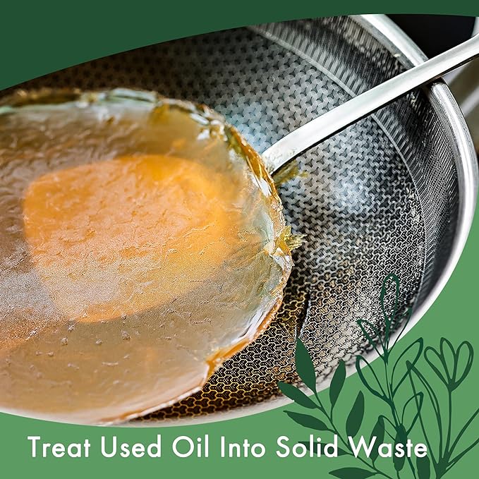LaSyL Natural Cooking Oil Solidifier Powder, Harden Up to 2.25 Gallon of Fry Oil Away from Mess, 100% Plant-Based Oil Hardener for Disposal, Value Pack 12 Oz （2 Pack）