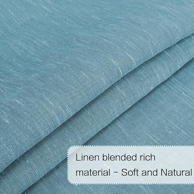 H.VERSAILTEX Linen Sidelight Curtains for French Door Sheer Panels Light Filtering Window Treatment for Narrow Door 25 x 72 Inches with Tieback - 1 Panel, Turquoise
