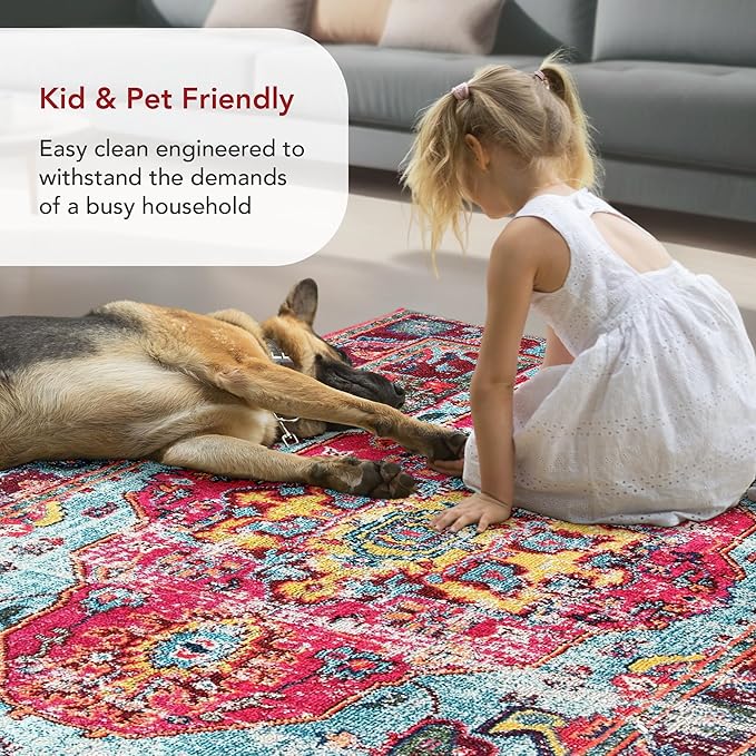 Nuloom Corbett Fuchsia/Ivory, 10' x 14', Vintage Bohemian, Soft and Cozy, High Traffic, Stain Resistant, Easy Clean, Durable Area Rug for Bedroom, Living Room, Dining Space, Den, Foyer, Entryway