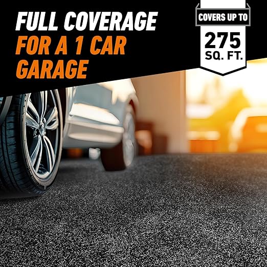 Gorilla Epoxy Garage Floor Coating (7 pc) Kit, 1-Car, Concrete Flooring, 100% Solids, Superior Adhesion, Incredibly Durable High Gloss Black Finish, 275 sq. ft. Coverage
