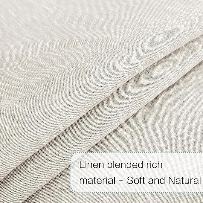 H.VERSAILTEX Linen French Door Curtains Semi Sheer Light Reducing Privacy Doors Window Cover with Tieback | Rod Pocket 1 Panel Door Shades for Glass Living Room Doorways,52" W x 72" L,Ivory