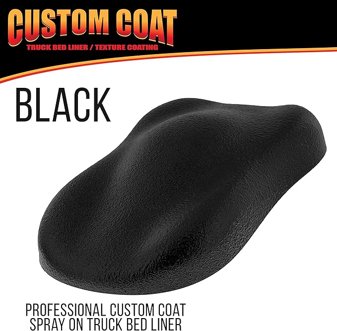 Custom Coat Black 1 Gallon Urethane Roll-On, Brush-On or Spray-On Truck Bed Liner Kit with Roller and Brush Applicator Kit - 3 to 1 Mix Ratio - Durable Textured Car Auto Protective Coating