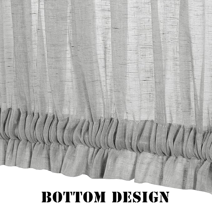 H.VERSAILTEX Linen French Door Curtains Semi Sheer Light Reducing Privacy Doors Window Cover with Tieback | Rod Pocket 1 Panel Door Shades for Glass Living Room Doorways,52" W x 72" L,Grey