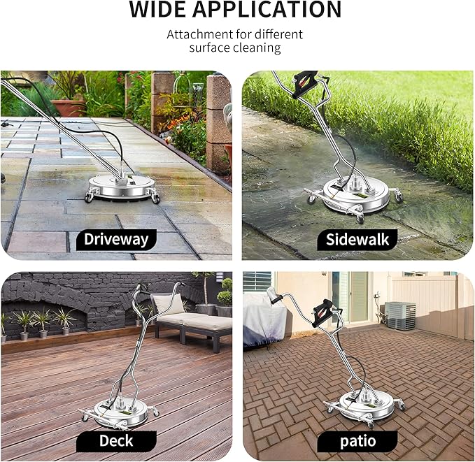 20" Pressure Washer Surface Cleaner Plus with 5 Nozzles Water Broom, Stainless Steel Dual Handle Power Washer Surface Cleaner for Patio Decker Concrete Driveway, 4000 PSI