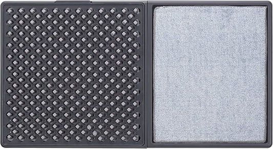 Sanitizing Shoe Door Mat - Disinfecting - Quick 2 Step Cleaning - Durable - Ultra Absorbent - Anti Slip Bottom - Automatic Shoe Sole Cleaner - 17” x 13”