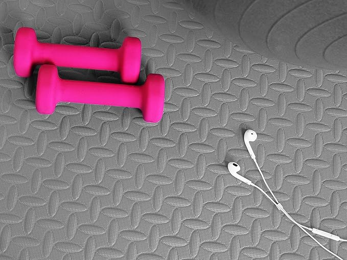 BalanceFrom Puzzle Exercise Mat 3/4' Thick, EVA Interlocking Foam Floor Tiles for Home Gym, Mat for Home Workout Equipment, Floor Padding for Kids, Gray, 24 in x 24 in x 3/4 in, 24 Sq Ft - 6 Tiles