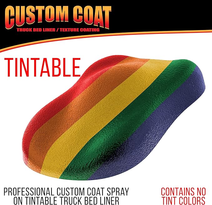 Custom Coat Tintable Base Only 1 Gallon Urethane Spray-On Truck Bed Liner Kit with Spray Gun and Regulator - Easy 3 to 1 Mix Ratio, Just Mix, Shake and Shoot It - Textured Protective Coating