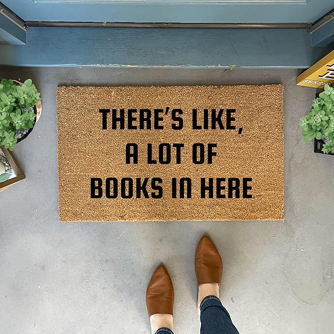 Amazon's Many Books Here Doormat, Funny, Scary, Bookish, 16x24in, Polyester, Low Pile, Non Slip, Washable, Indoor/Outdoor