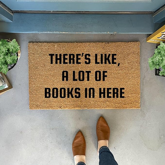Amazon's Many Books Here Doormat, Funny, Scary, Bookish, 16x24in, Polyester, Low Pile, Non Slip, Washable, Indoor/Outdoor